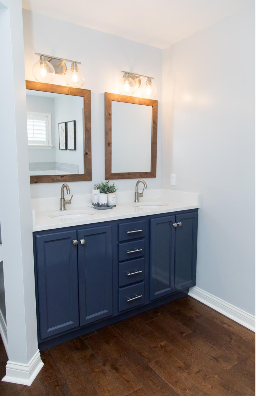 White master bath, freestanding tub & marble hex, view 1 of 7