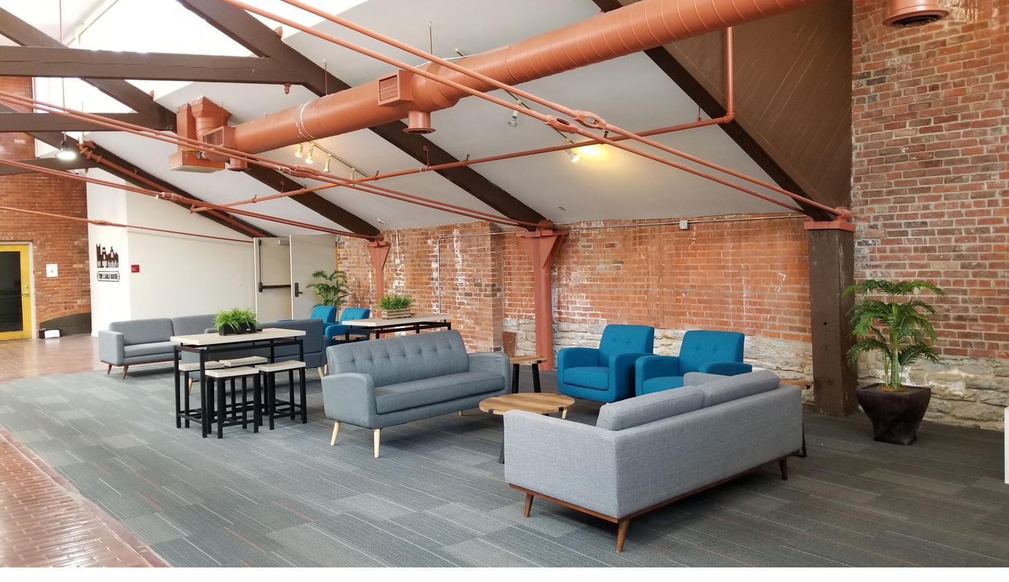 Brick loft lounge / commercial common space, view 1 of 2