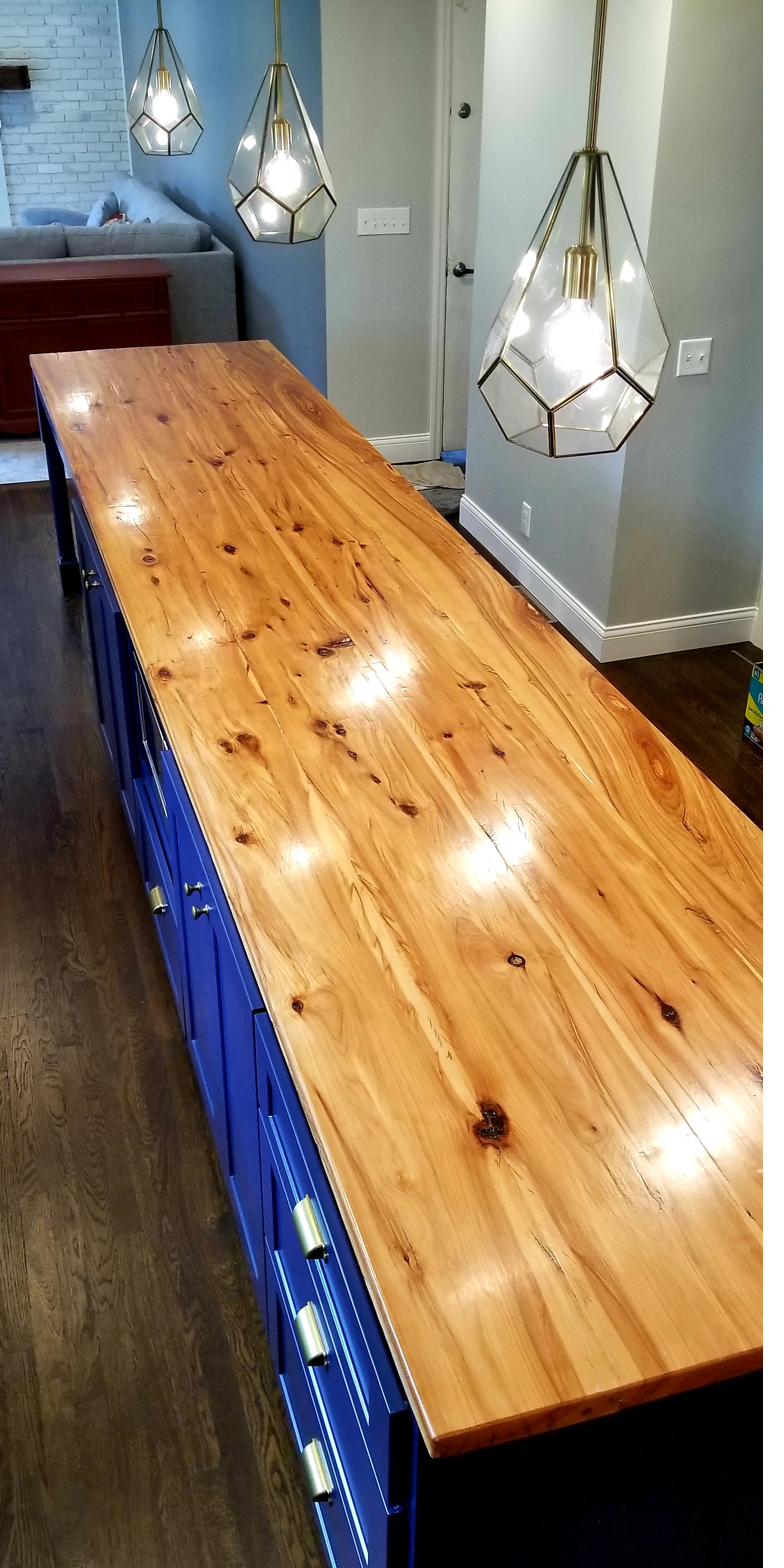 Blue island, butcher block & geometric pendants, view 2 of 3