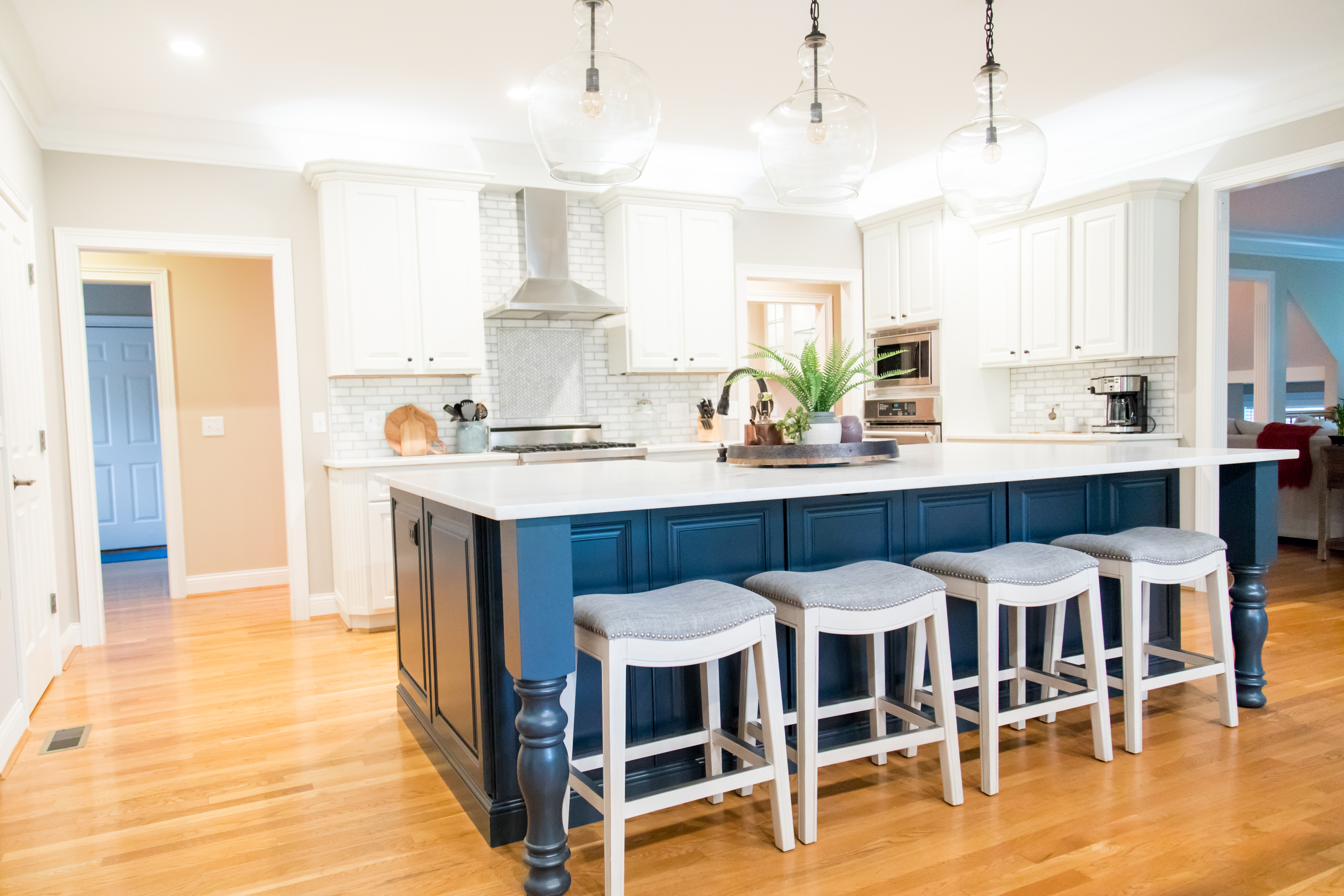 White kitchen, charcoal island, view 7 of 9